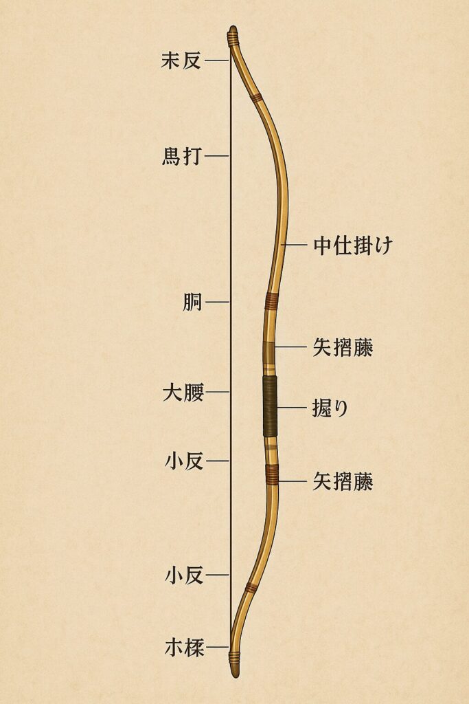 弓道の弓の部位の仕組みと名称一覧と弓の構造と役割を詳しく解説